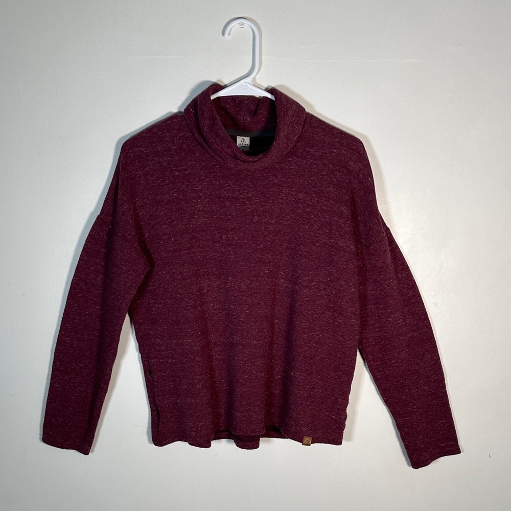 Alpine Design Wine Cowl Neck Cozy Heathered Pullover Sweater Womens Size M Top